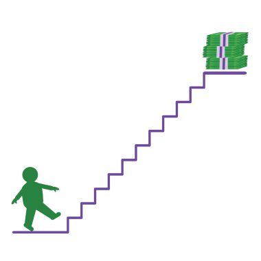 A man going up to money clipart