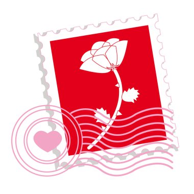 Postage stamp with rose clipart
