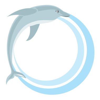 Circle frame with dolphin clipart