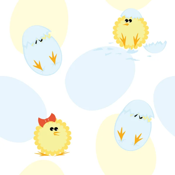 Bezešvé vzor s kuřata a vejce — Stockový vektor