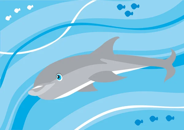 Delfin kreskówka pod wodą — Wektor stockowy