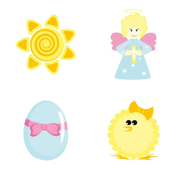 Iconos de dibujos animados para el diseño de Pascua — Archivo Imágenes Vectoriales