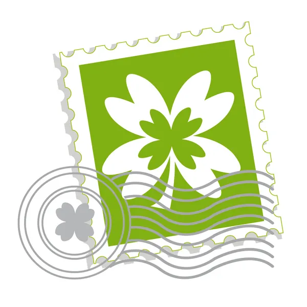 Postage stamp with clover leaf — Stock Vector