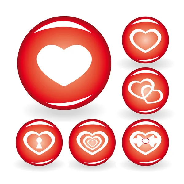 Set of web icons with hearts — Stock Vector