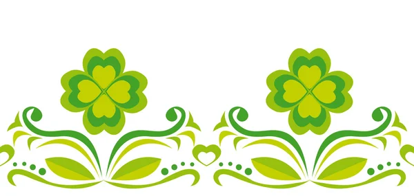 Бесшовный орнамент с зелеными четырехслойниками — стоковый вектор
