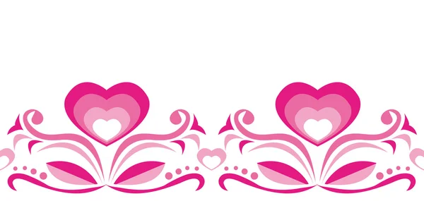 シームレスな飾りとハートのピンク — ストックベクタ