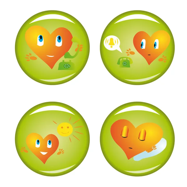 Conjunto de quatro botões de S. Valentim —  Vetores de Stock