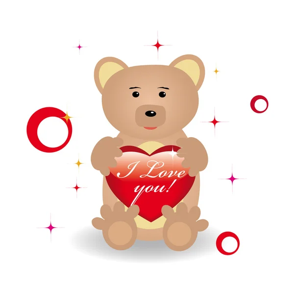 Bear with heart for st.Valentine day — Stock Vector