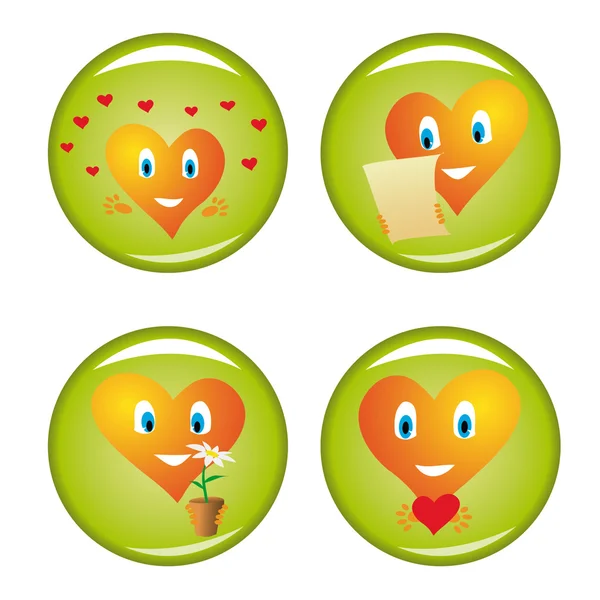 Ensemble de quatre boutons St Valentin — Image vectorielle