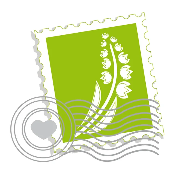 Briefmarke mit Maiglöckchen — Stockvektor