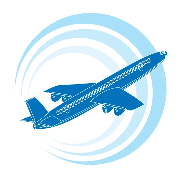 Flugzeug-Symbol in blauer Farbe. — Stockvektor