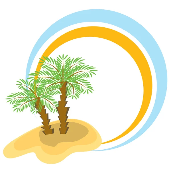 Färg ram med två palmer — Stock vektor