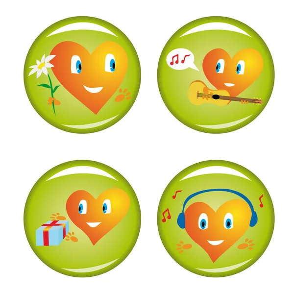 Set de cuatro botones de San Valentín — Archivo Imágenes Vectoriales