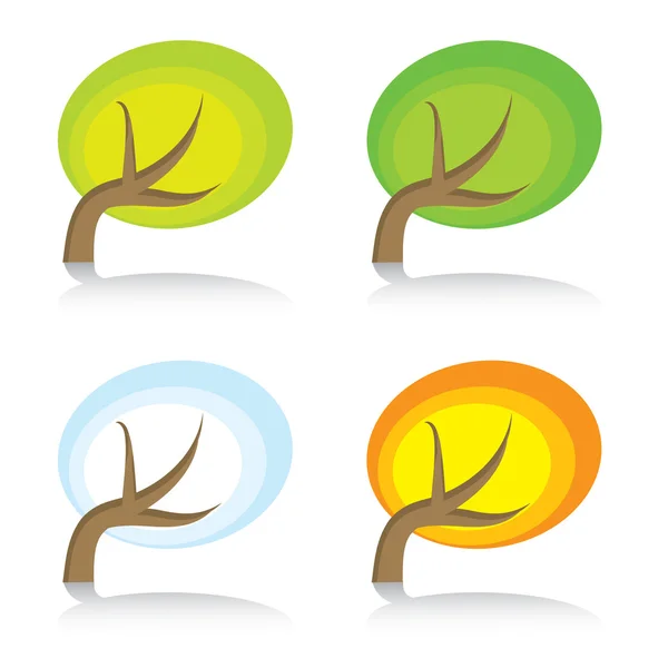 Four seasonal icons with tree — Stock Vector