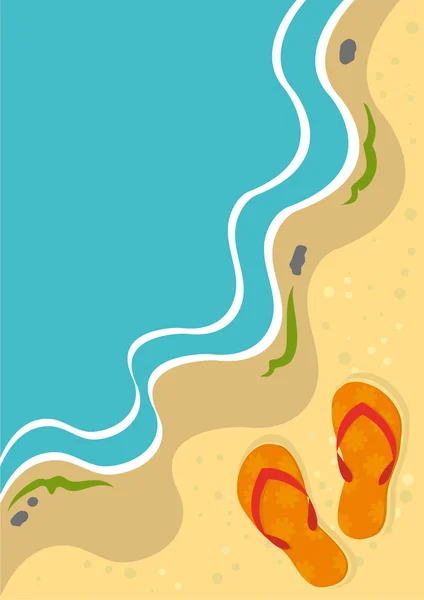 Pantoufles sur une plage — Image vectorielle