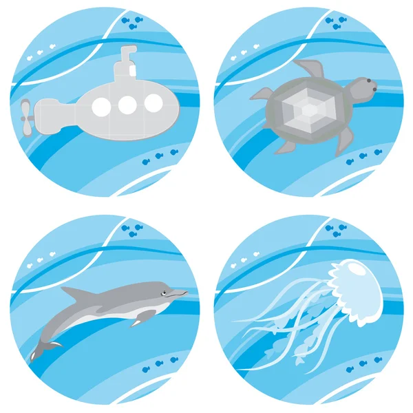Set van onderwater pictogrammen — Stockvector