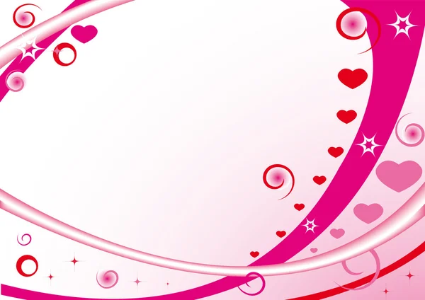 Cadre rose avec coeurs, étoiles, cercles — Image vectorielle