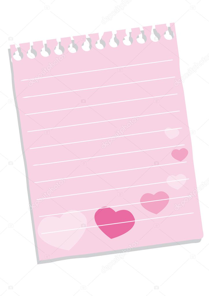Sheet of paper with hearts