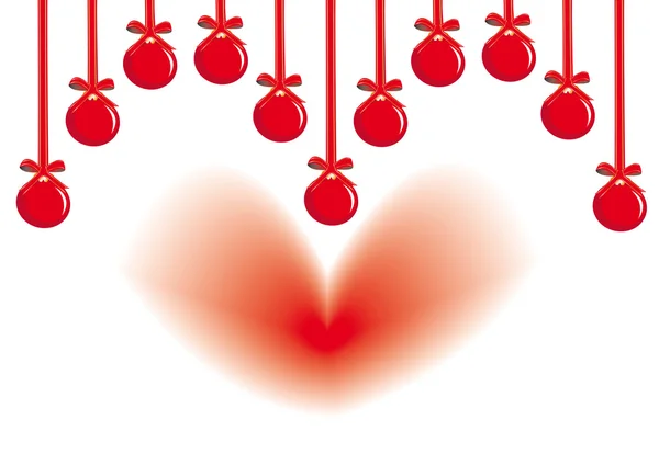 Balles décoratives suspendues et coeur — Image vectorielle