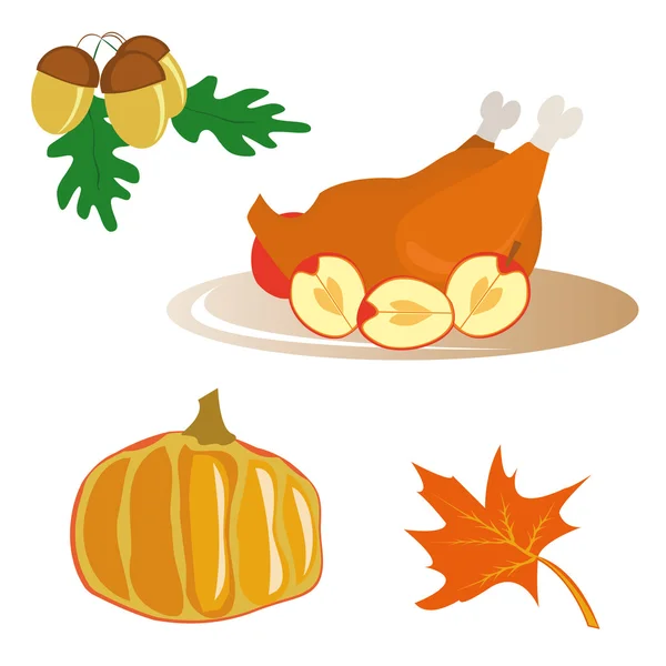 Icônes pour le jour de Thanksgiving — Image vectorielle