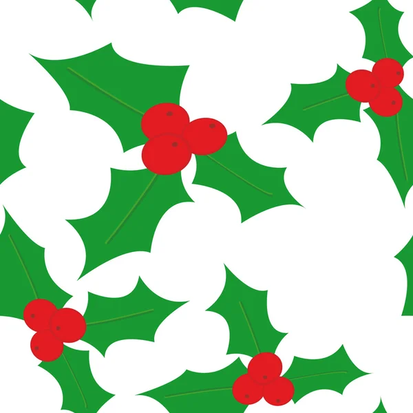 Seamless pattern with green holly — Stock Vector