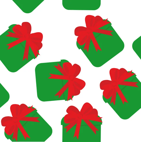 无缝模式与绿色礼品盒 — 图库矢量图片