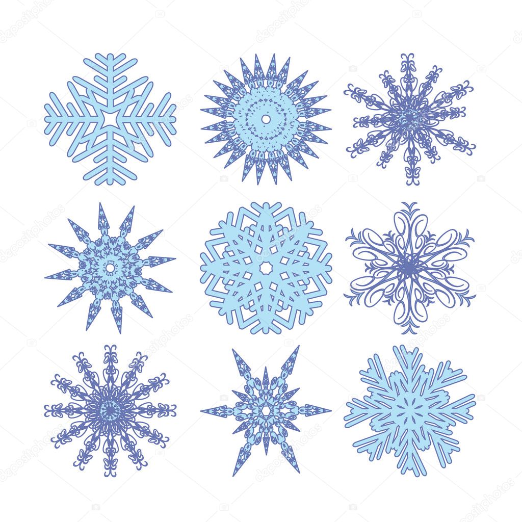 Nine color snowflakes