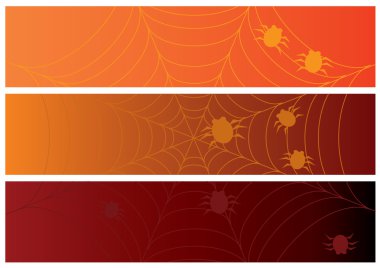 Three halloween banners with web clipart