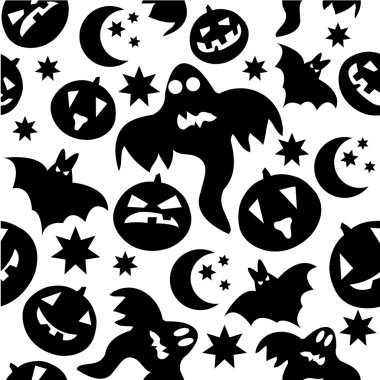 Seamless halloween pattern with ghosts clipart