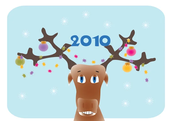 新的一年的背景与驯鹿 — 图库矢量图片