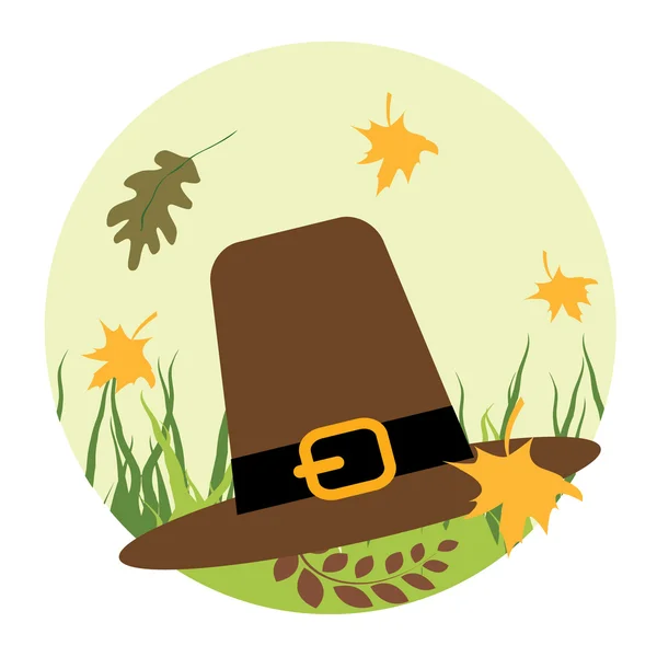 Pilgrim's hat on the grass — Stock Vector