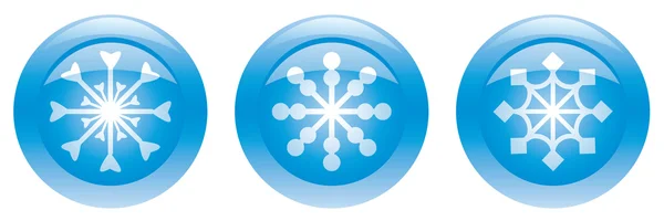 Trois boutons bleus avec flocons de neige — Image vectorielle