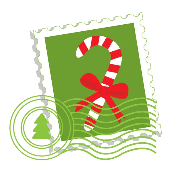 Postage stamp with candy cane — Stock Vector