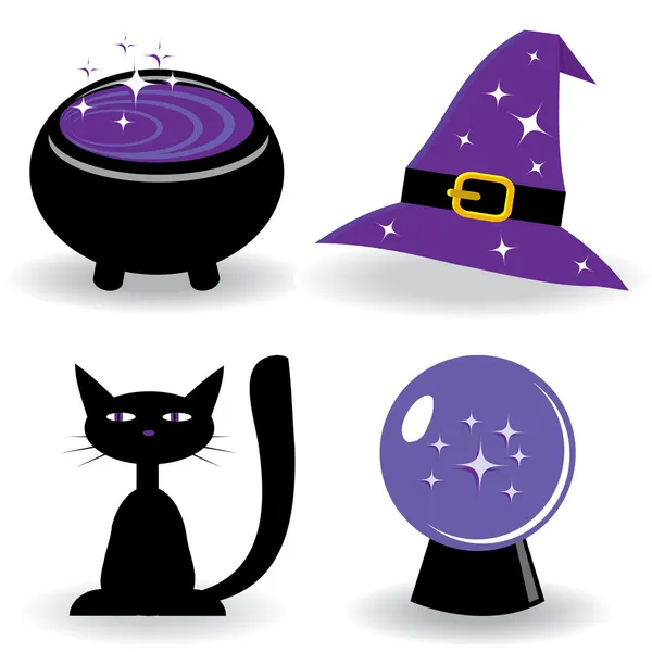 Halloween set with witch's stuff — Stock Vector