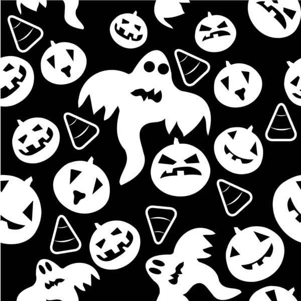 Modèle halloween sans couture avec fantômes — Image vectorielle