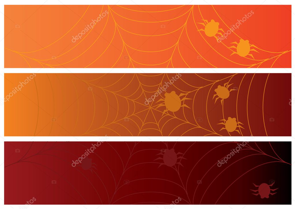 Three halloween banners with web