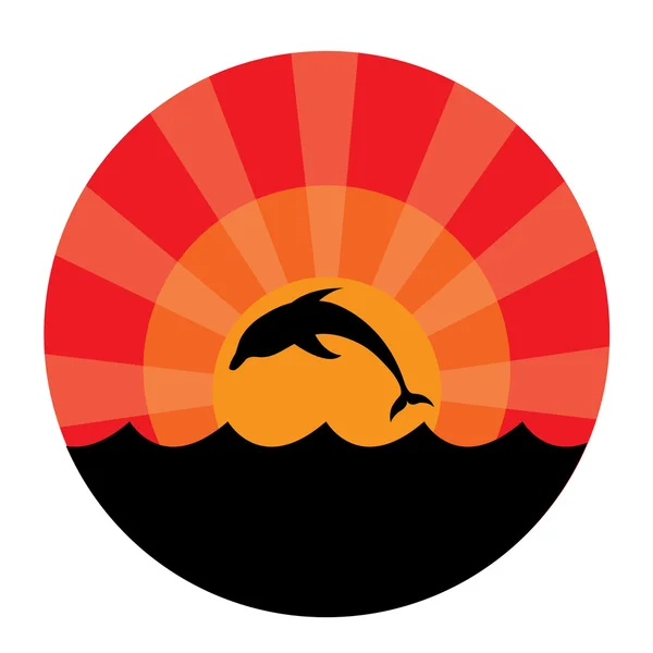 Σιλουέτα των δελφινιών στο ηλιοβασίλεμα — Διανυσματικό Αρχείο