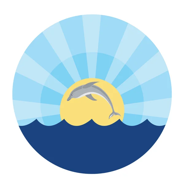 Delfin springt aus dem Wasser — Stockvektor