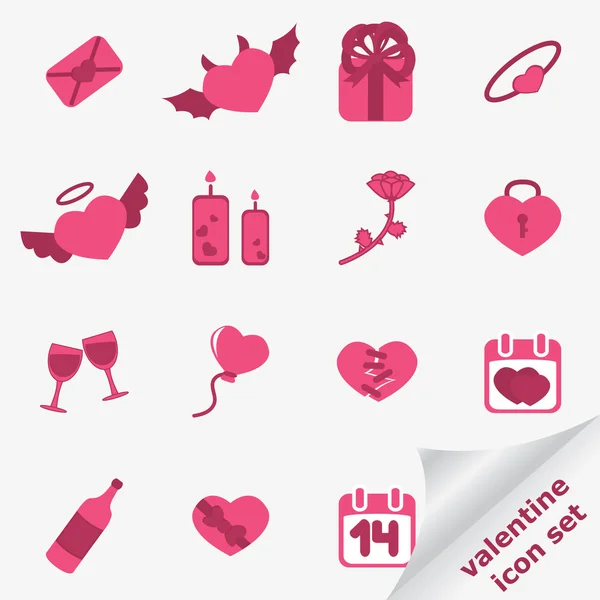 San Valentín icono conjunto — Vector de stock