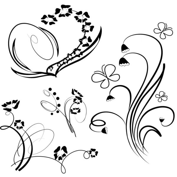 花のデザイン要素のコレクション — ストックベクタ