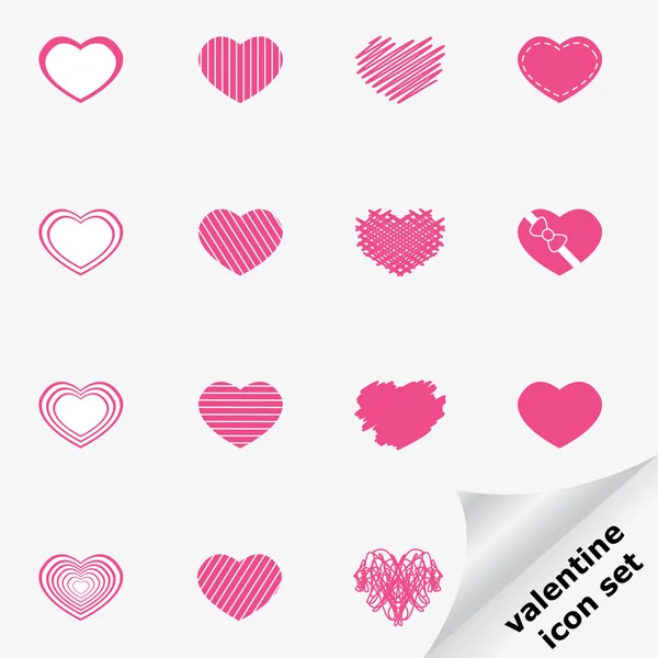 San Valentín icono conjunto con corazón — Archivo Imágenes Vectoriales
