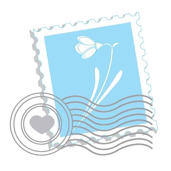 Postage stamp with snowdrop — Stock Vector