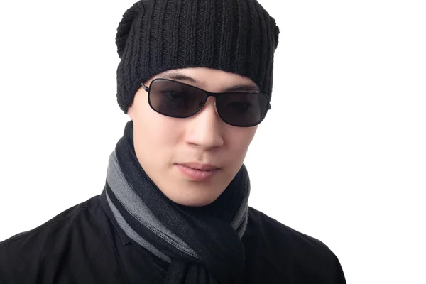 Stylish asian man in black shirt — Stock Photo, Image