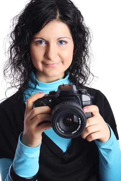 stock image Attractive woman with camera