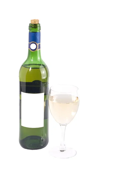 Beyaz şarap ve şişe — Stok fotoğraf