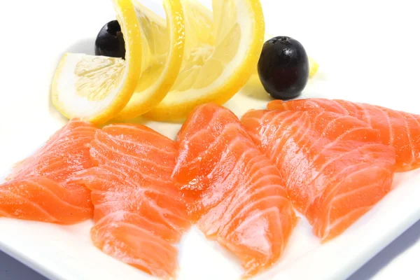 stock image Salmon Fillets on White Plate