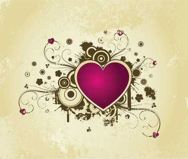 Fond rétro avec coeur — Image vectorielle