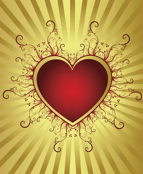 Coeur cadre doré — Image vectorielle