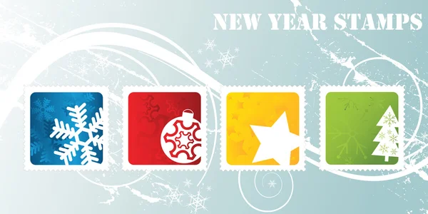 Nowy rok znaczki — Wektor stockowy