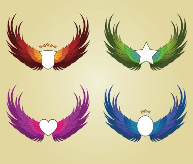 Set of banners with wings clipart